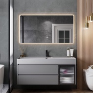 【SG⭐SALES】Bathroom Vanity Cabinet Set Big Sintered Stone All-in-one Washbasin Wall Hanging Cabinet Makeup Mirror Cabinet Free Tap and Pop Up Waste