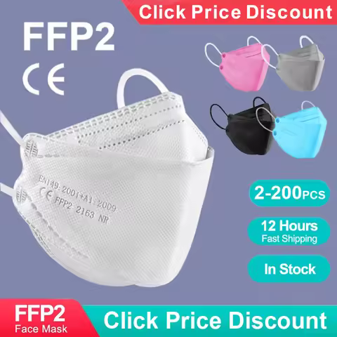 Adult Fish Shape Certified KN95 FFP2 Mask 4 Layers Black Fabric Mascarillas Mouth FPP2 Face Mask KN9