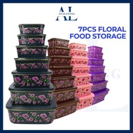 🔷ATAS🔷 7 in 1 Set Floral Flower Print Food Container With Lids Floral food storage kitchenware