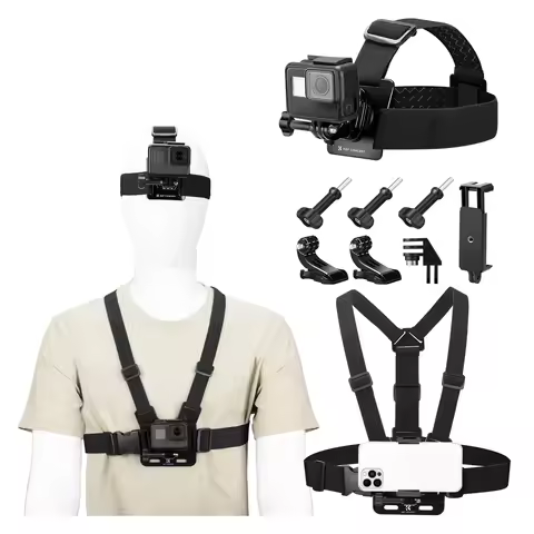K&F Concept Head Strap Chest Mount Set for GoPro Hero 13 12 11 10 9 8 7 6 5 4 Session DJI Osmo Actio