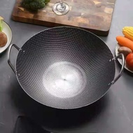 [Ready Stock]Stainless Steel Nonstick Honeycomb Interior Wok Cooking/ Kuali Hitam /Kuali Stainless S