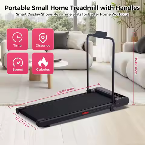 Small portable electric treadmill for household use, 3.5 horsepower silent with LED display screen, 