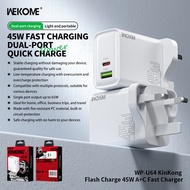 ☑️ WEKOME WP-U64 KINKONG FLASH CHARGER PD 45W FAST CHARGING CHARGER ADAPTER UK PLUG ☑️