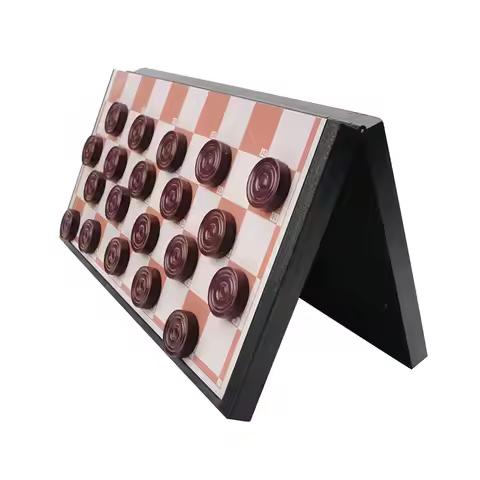 Foldable International Draughts Board Game Plastic Checkers Set Lightweight Magnetic Set for