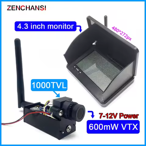 5.8G 48CH 4.3 Inch FPV Monitor 480x272 Build-in Battery Video Screen with 5.8G 600mw Transmitter TS5