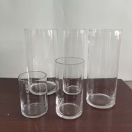 Simple Cylindrical Transparent Glass Straight Vase Cylindrical Small Mouth Cup Flower Arrangement Va