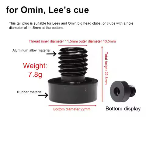 1Pcs Billiard Extension Accessory Billiard Cue Bumper Bottom Cover Pool Cue Back Plug Screw Rubber f