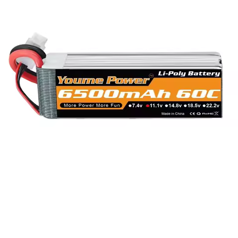 2024 Youme Drone Battery 6500mah 2~6s 7.4v 11.1v 14.8v 22.2v with T/XT60/TRX/XT90/EC5 Plugs for Fpv 