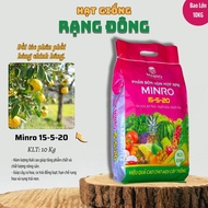 Phân Bón NPK Minro 15-5-20 (Bao 10KG) Giúp cây ra hoa tăng tỷ lệ thụ phấn đậu trái hoa quả tốt - Hạt
