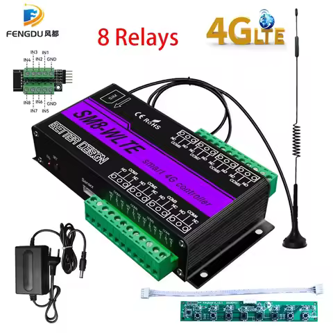 SM8-WLTE 4G Wireless GSM SMS 4G LTE Temperature Humidity Power Failure Alert APP Remote Controller 8