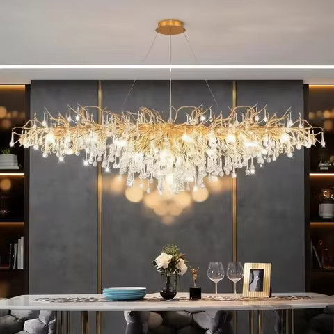 Nordic G9 Luxury Crystal Chandeliers Gold Chrome Water Drop Pendant Light Living Room Hotel Hall Vil