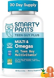 SmartyPants Teen Guy Multivitamin Gummies - Improved Formula: Omega 3 (DHA/EPA), Vitamin D3, C, Vita