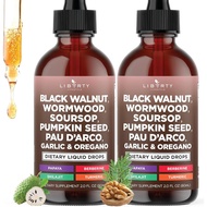 Defend Wormwood Black Walnut Cleanse for Humans Drops Liquid Soursop Garlic Pumpkin Seed PAU D'Arco 
