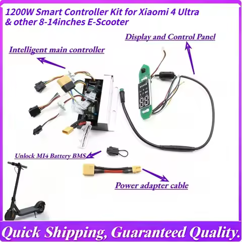Controller Set For Xiaomi 4 Ultra:1200W Intelligent Controller with Display, BMS Unlock (24-63V/8-25