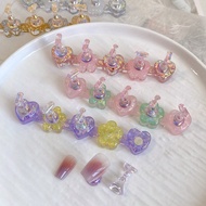 3D Resin Acrylic Tie Dye Jelly Color Glitter Powder Star Heart Shaped Nail Art Decoration Set With 5