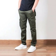 ALDIANO Celana Cargo Panjang Pria Warna Mocca Hijau Army Abu - L BARK STORE