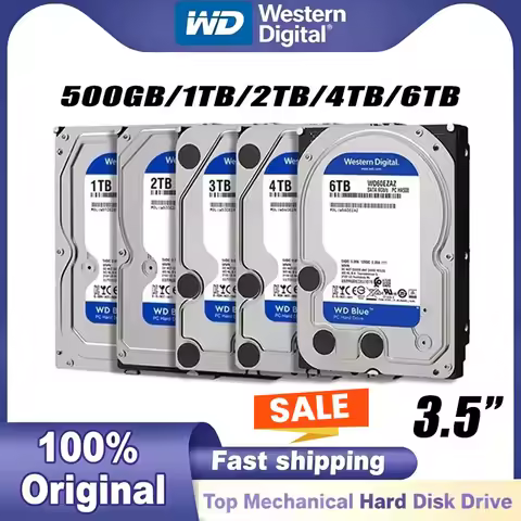WD BLUE 4TB 6TB 3.5" Hard Drive Disk SATA III 5400 RPM 500GB 1T 2TB HD Hard Disk For Monitoring Desk