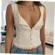 Maemukilabe Y2k Thẩm Mỹ Trắng Cổ Tích Coquette Milkmaid Top Dành Cho Nữ Thiết Kế Dây Tinh Tế Với Chi