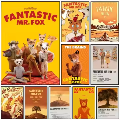 ANIME F-Fantastic Mr. Fox Poster Self-adhesive Art Waterproof Paper Sticker Coffee House Wall Decor