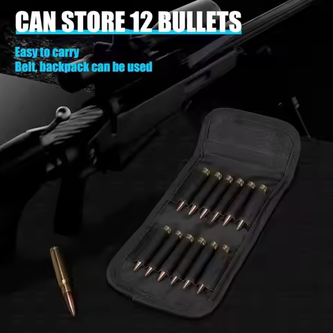 12 Rounds Tactical Rifle Ammo Pouch Buttstock Shell Holder Cartridge Carrier Utility Bullet Bandolie