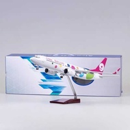Jiuyuan Airlines Boeing 737 Passenger Aircraft with Wheels with Lights Aircraft Model 737-8 Simulati