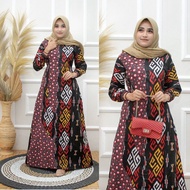 Gamis Batik Wanita / Gamis Batik Jumbo / Gamis Batik Kombinasi Polos