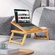 Laptop Desk Comkes Adjustable Laptop Desk Table 100% Bamboo With USB Cooling Fan Foldable Breakfast