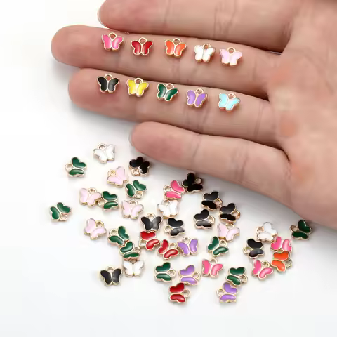 30pcs 10 colors Dripping Oil Enamel Butterfly Charms DIY Metal Pendant Necklace earrings Charms for 