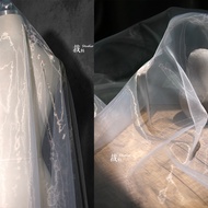 Monet's Gray Light Perspective Soft Water Gloss Organza Thin Mesh Fabric Wedding Dress Designer Pettiskirt Fabric