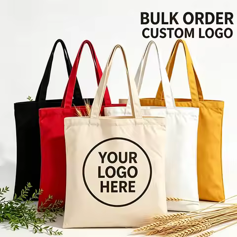 Custom Canvas Tote Bag- Personalized Logo Wholesale Bag- Bulk Trade Show Giveaway Gift- Business Eve