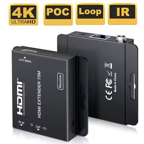 4K HDMI extender over Cat6/7 cable up to 70M 230ft HDMI 4K extender with IR and HDMI Loop out for HD