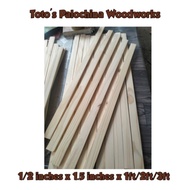 Wood Strips Palochina 1/2" x 1.5" x 1ft/2ft/3ft 5pcs