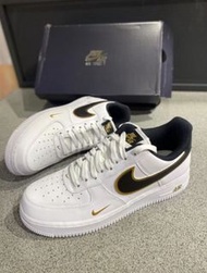 Nike Air Force 1 雙鉤 板鞋 白黑金