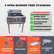 S/S OPEN BURNER COMMERCIAL HIGH/LOW PRESSURE /HEAVY DUTY GAS STOVE/ 4 HOLES & 6 HOLES DAPUR MASAK