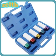 ZELTH Impact Sleeve Set, Pneumatic Wrench Compatible Deep Socket Wheel Protector Impact Socket, 15mm