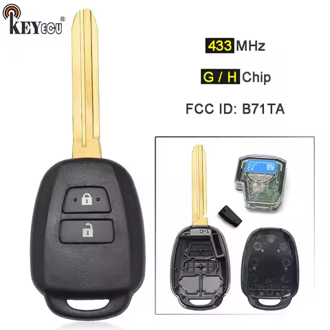 KEYECU 433MHz G H Chip FCC ID: B71TA P/N: 89070-0D580 Replacement Complete Remote Key Fob Suitable f