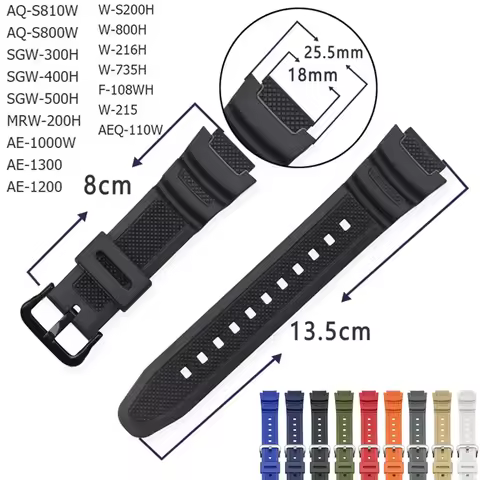 Strap for Casio G-Shock AQ-S810W AE-1000W SGW-400H/300H/500H W-735H W-216H MRW-200H Rubber Silicone 