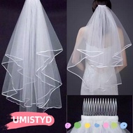 Bridal Veil - White Ivory Lace Edge, Short & Simple Style with Comb