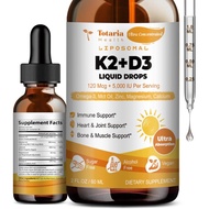 Totaria Liquid Vitamin D3 K2 Supplement Drops With Mct Oil Omega 3  D3 5000 Iu And K2 200 Mcg Bone S