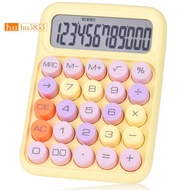 Mechanical Pushbutton Calculator, 12 Digit LCD Display, Big Buttons Easy to Press, Colorful Candy Ca