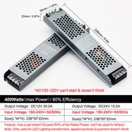 Ultra thin 60W/100W/200W/300W/400W led power supply 12VAC to DC12V/24V LED transformer for LED light