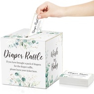 Pajean 51 Pcs Greenery Diaper Raffle Tickets with Raffle Card Sign Box Baby Shower Party Decorations