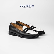 JULIETTA - LOREN Penny Loafer Calfskin : Two-Tone Black&White