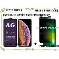 (Buy 2 Free 1) iPhone 11/iPhone 11 Pro/iPhone 11 Pro Max AG Anti Blue Matte/Privacy Full Cover Tempered Glass