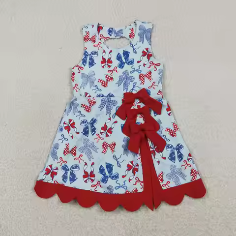 Wholesale Infant Kids Skirt Shorts Toddler Skort Yoga Sleeveless Bows 4th of July Dress Summer Cloth
