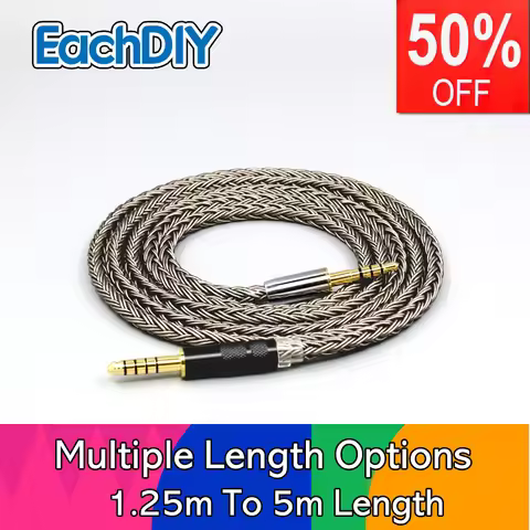 16 Core Grey Earphone Cable For HIFIMAN HE-R10 Edition S Deva audeze mm400 mm100 mm-200 mm-300 Oppo 