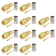10pcs SMA Male Plug Crimp RF Connector Straight for LMR240 RG8X Coax Cable 50 ohm