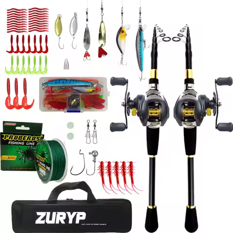 Portable retractable luya rod set, fishing rod set, fishing gear set anytime, anywhere