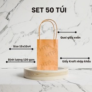 [SET of 50] plain kraft paper bags size 15x10x4, thick paper, 170 gsm, for lipstick, cosmetics