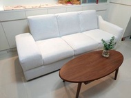 《林氏木業》 簡約 現代 多功能 儲物 三人 布沙發 沙發床 無椅腳凳 米白色